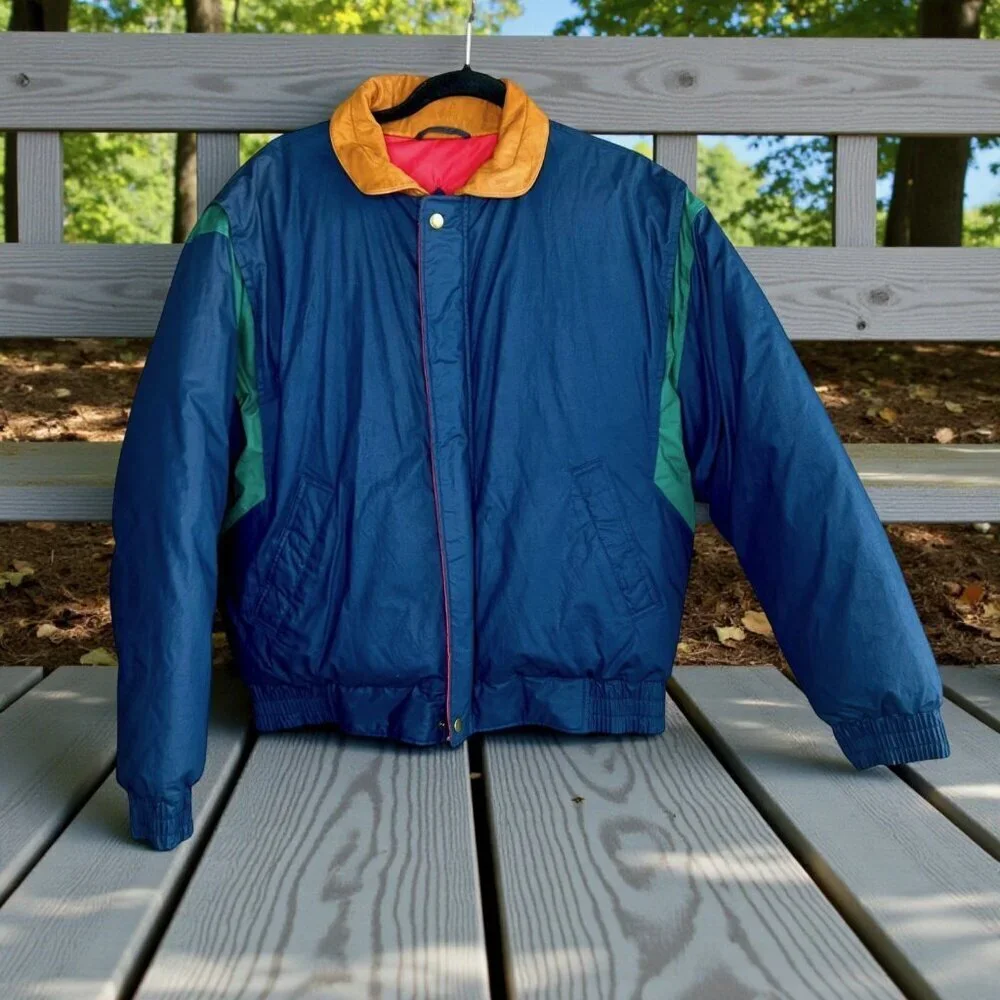 Gant Vintage 90s Goose Down Puffer Jacket Colorblock Size Large
